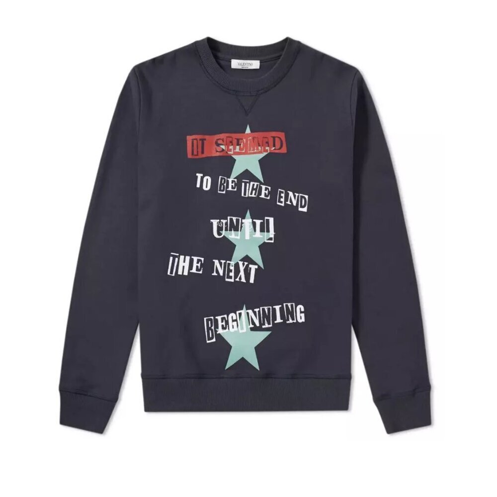 Valentino Weston Reid Punk Poem Stars Crewneck Sweatshirt XS